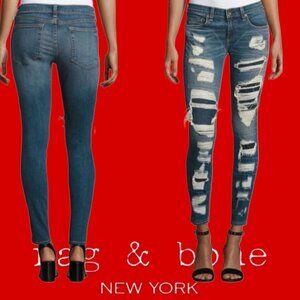 Rag & Bone Dre Distressed & Repaired Mid-Rise Skinny Jeans